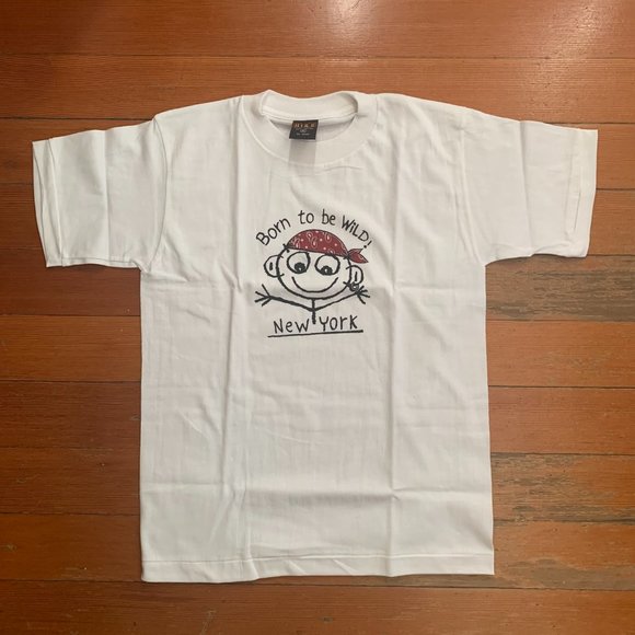 NEW Born To Be Wild New York White T-Shirt 100% Cotton NYC Souvenir Kids XL - Picture 4 of 7